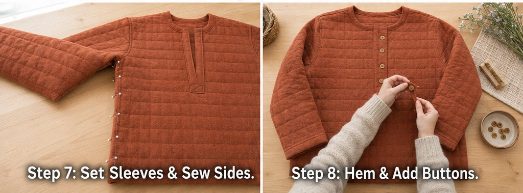 Soft Quilted Henley Top for Casual Farmhouse Layering