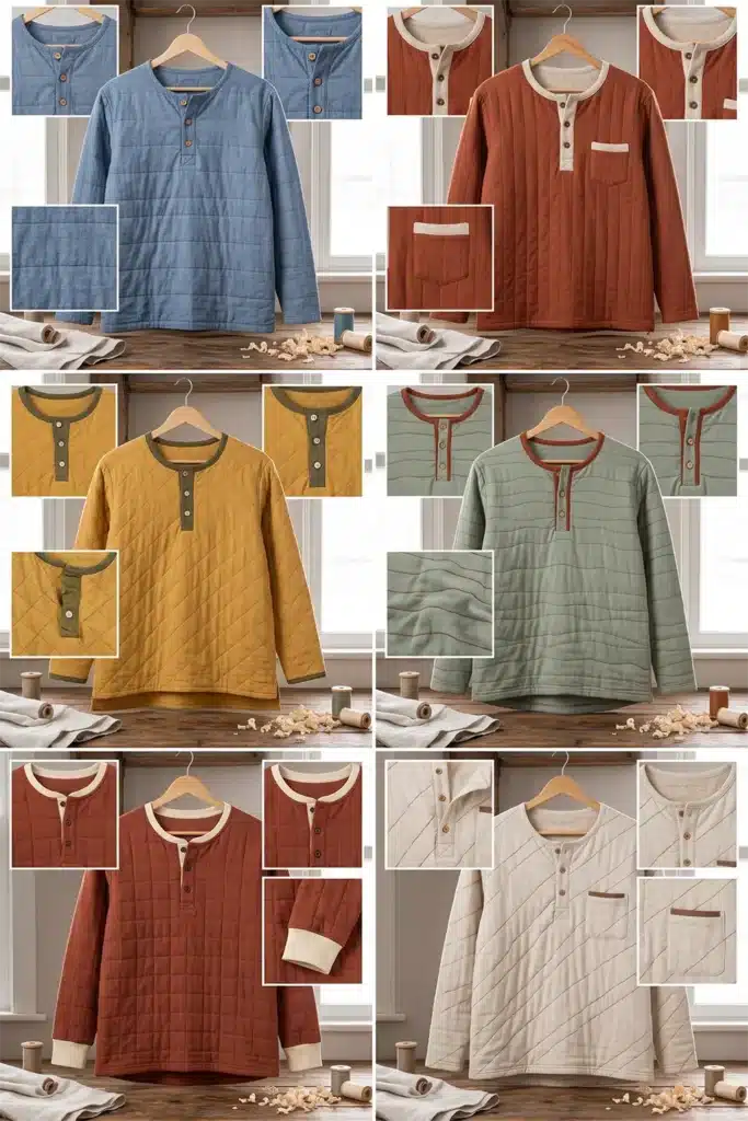 Soft Quilted Henley Top for Casual Farmhouse Layering