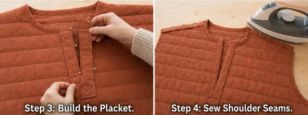 Soft Quilted Henley Top for Casual Farmhouse Layering