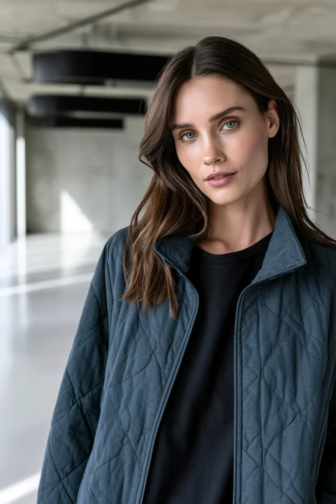 Stand-Collar Quilted Jacket for a Sleek Utilitarian Finish