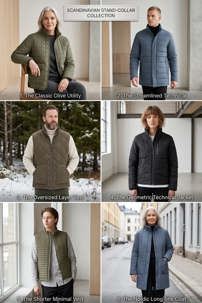 Stand-Collar Quilted Jacket for a Sleek Utilitarian Finish