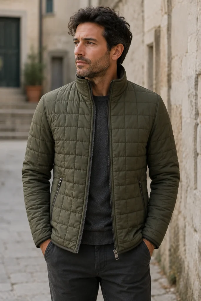 Stand-Collar Quilted Jacket for a Sleek Utilitarian Finish