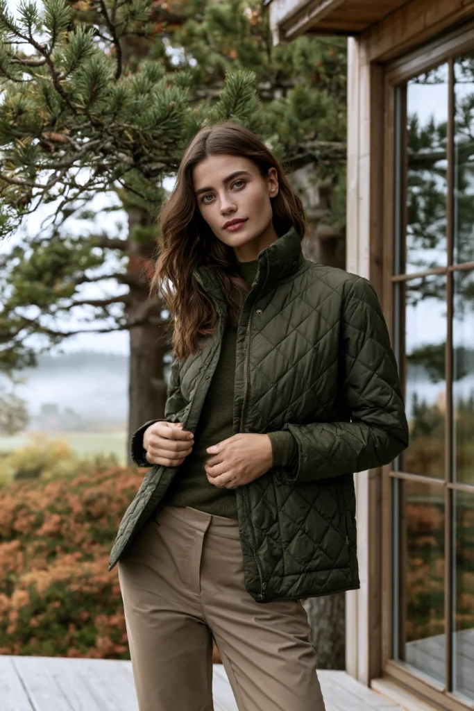 Stand-Collar Quilted Jacket for a Sleek Utilitarian Finish