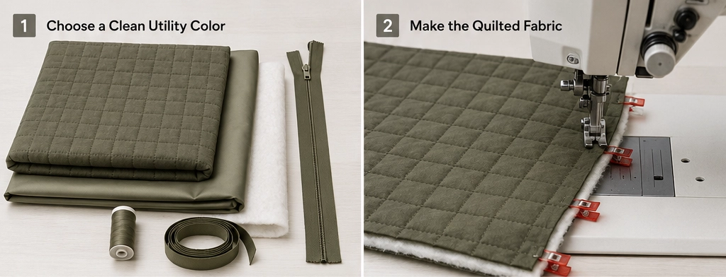 Stand-Collar Quilted Jacket for a Sleek Utilitarian Finish