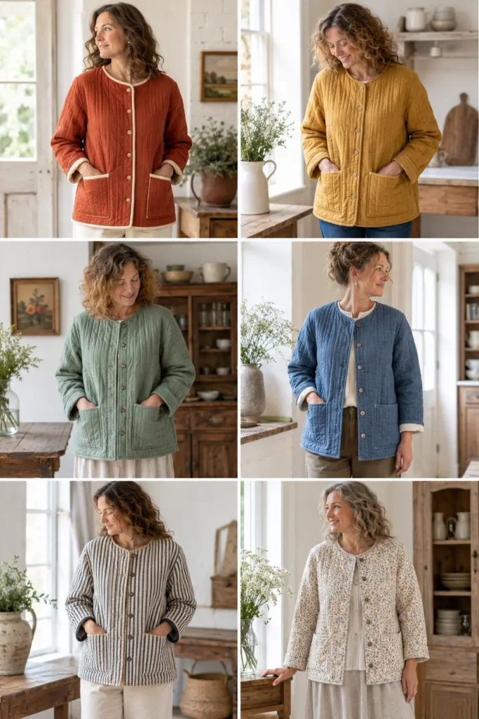 Vintage-Inspired Button-Front Quilt Top with Patch Pockets