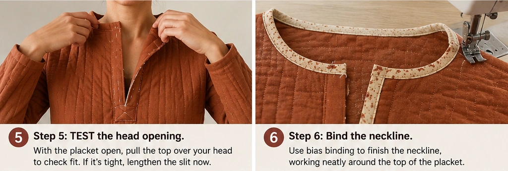 Vintage-Inspired Button-Front Quilt Top with Patch Pockets
