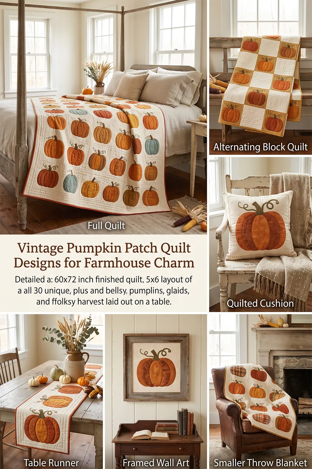 Vintage Pumpkin Patch Quilt Designs for Farmhouse Charm
