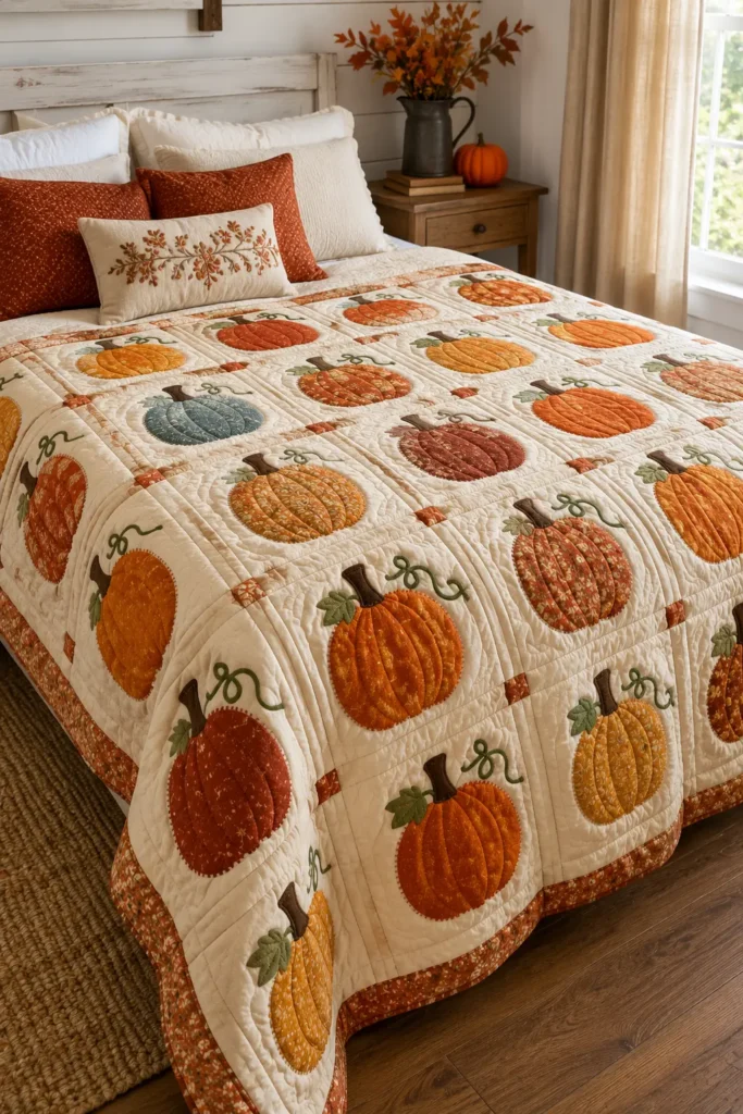 Vintage Pumpkin Patch Quilt Designs for Farmhouse Charm