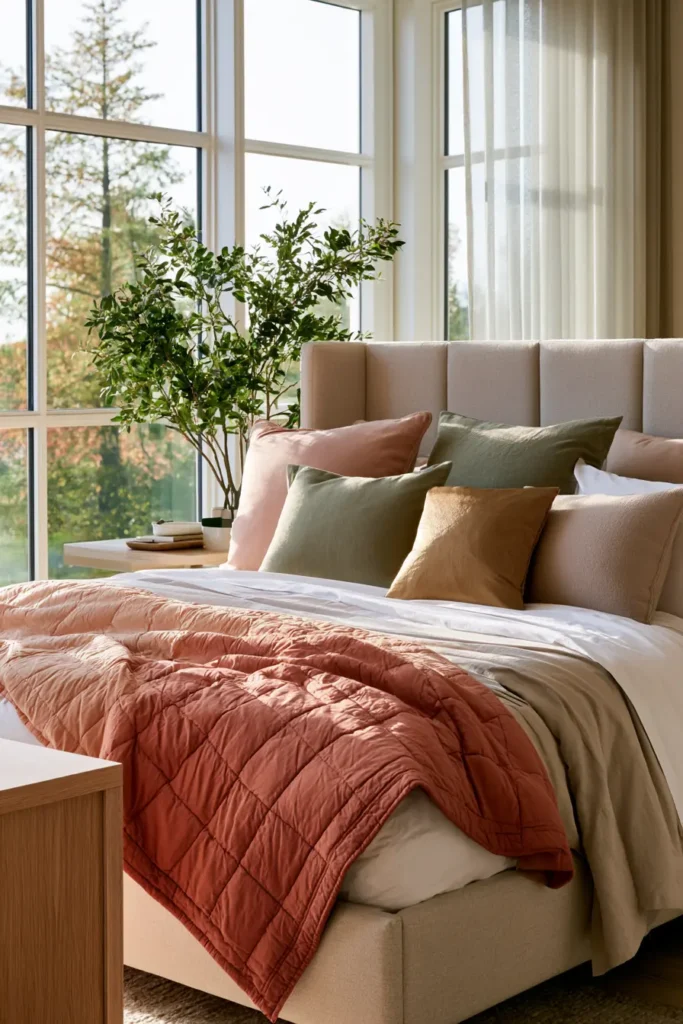 Warm Amber and Rust Ombre Quilts for Elegant Bed Covers