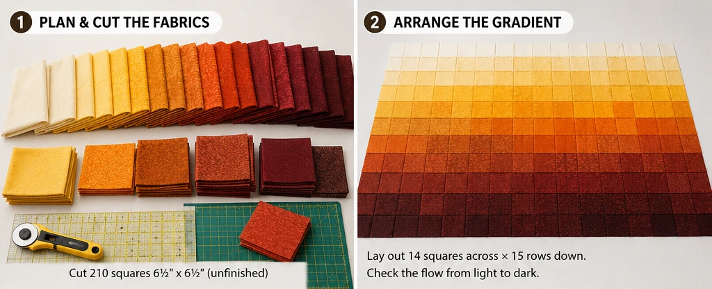 Warm Amber and Rust Ombre Quilts for Elegant Bed Covers