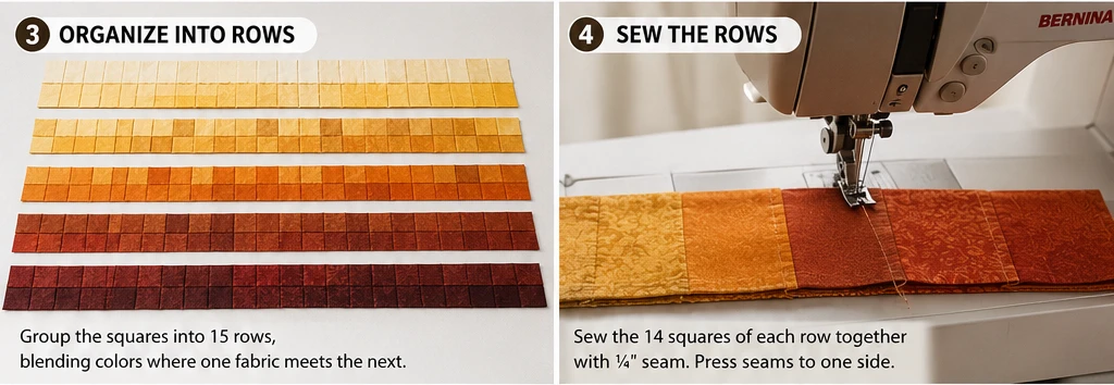 Warm Amber and Rust Ombre Quilts for Elegant Bed Covers