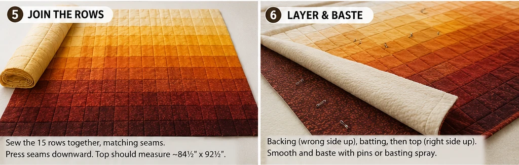 Warm Amber and Rust Ombre Quilts for Elegant Bed Covers