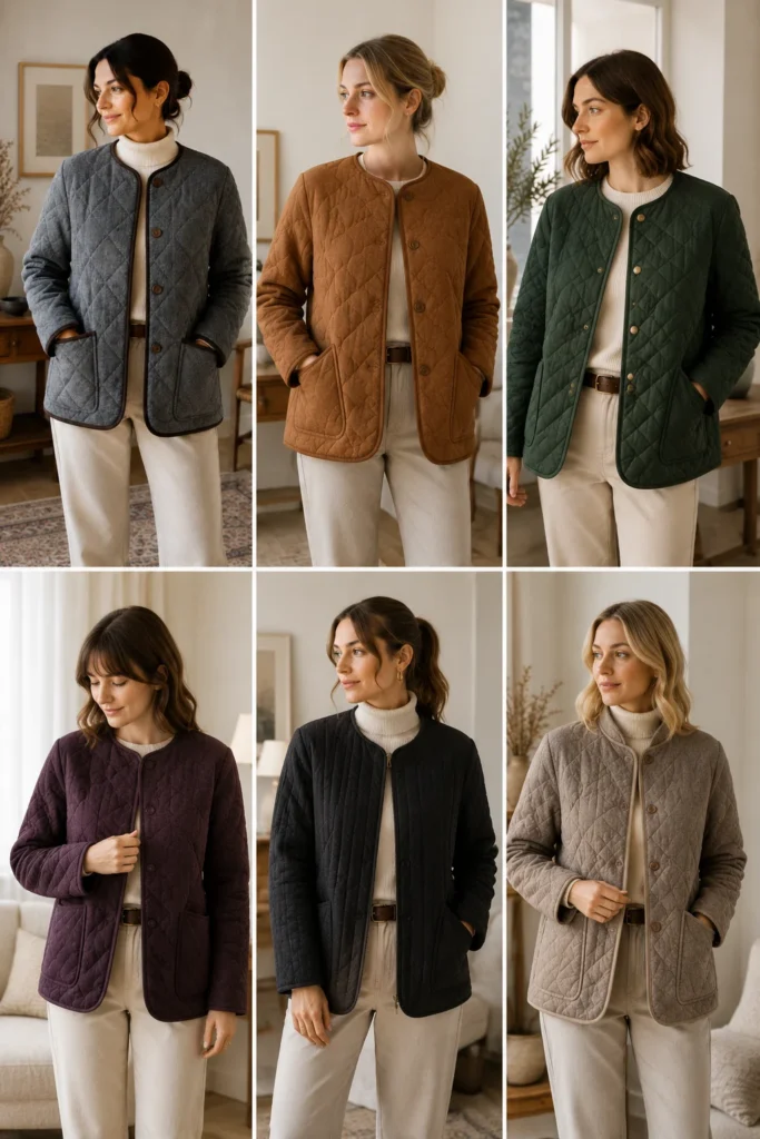 Wool-Blend Quilted Jacket for Premium Cozy Warmth