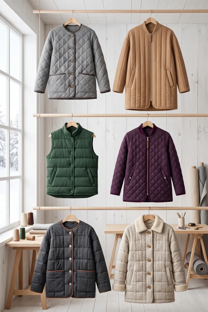 Wool-Blend Quilted Jacket for Premium Cozy Warmth