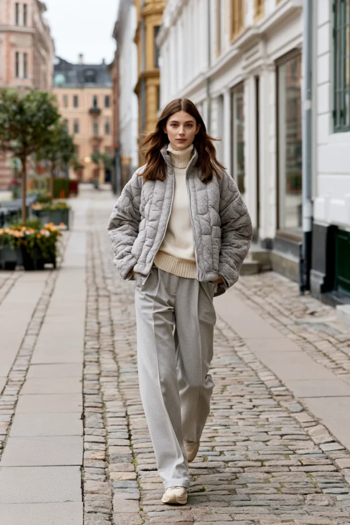 Wool-Blend Quilted Jacket for Premium Cozy Warmth