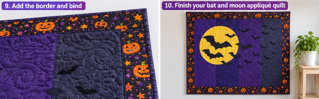 Bat and Moon Appliqué Quilt Layouts