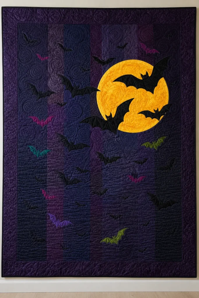 Bat and Moon Appliqué Quilt Layouts