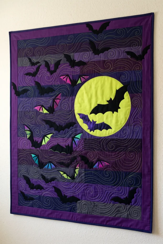 Bat and Moon Appliqué Quilt Layouts