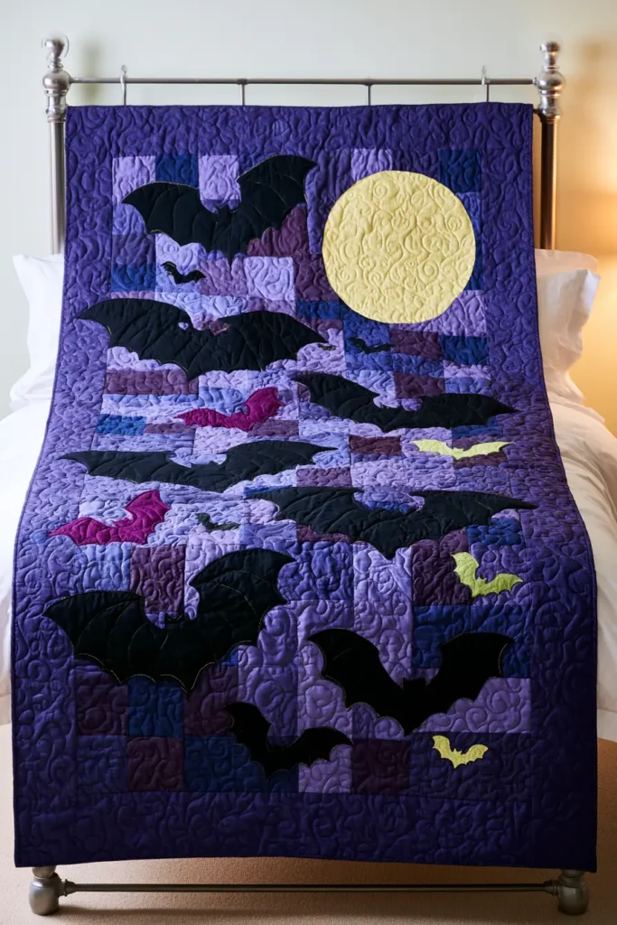 Bat and Moon Appliqué Quilt Layouts