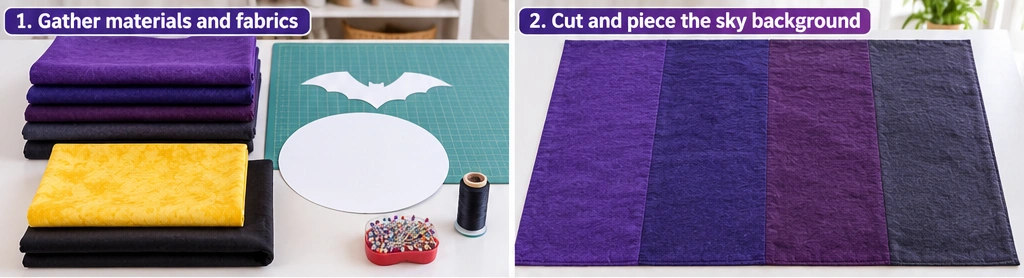 Bat and Moon Appliqué Quilt Layouts