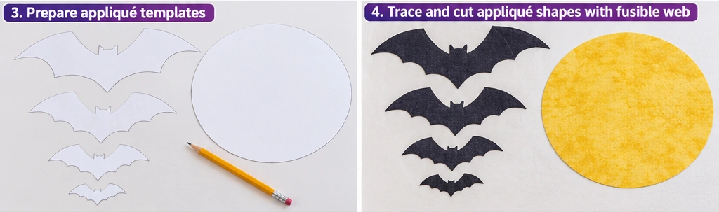 Bat and Moon Appliqué Quilt Layouts