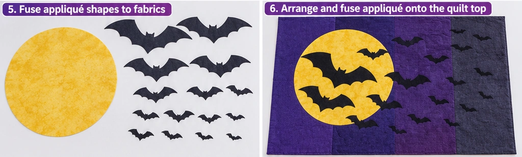 Bat and Moon Appliqué Quilt Layouts