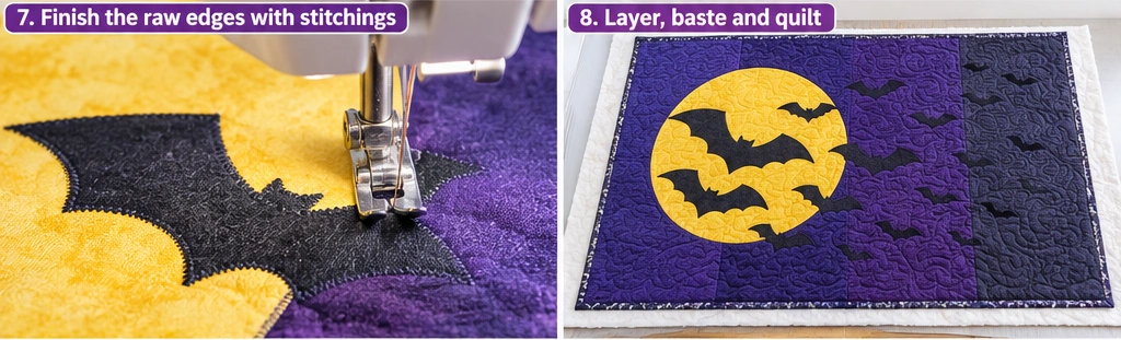 Bat and Moon Appliqué Quilt Layouts
