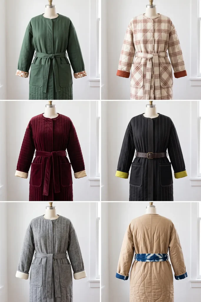 Belted Quilted Midi Jacket for a Flattering Feminine Silhouette