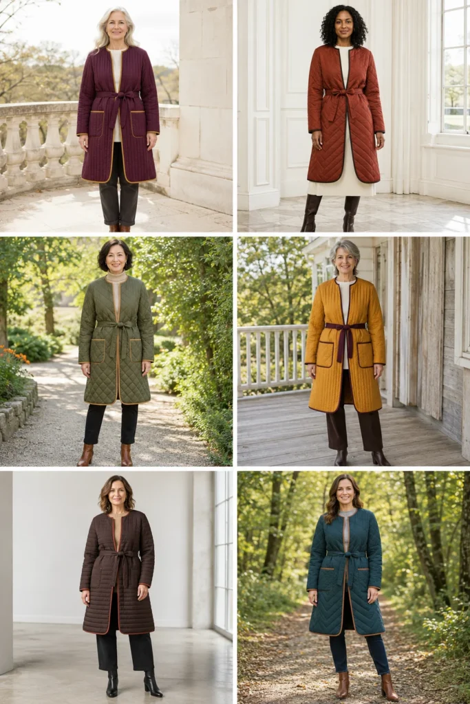 Belted Quilted Midi Jacket for a Flattering Feminine Silhouette