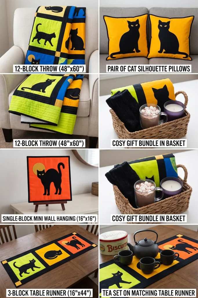 Black Cat Silhouette Quilt Block Designs
