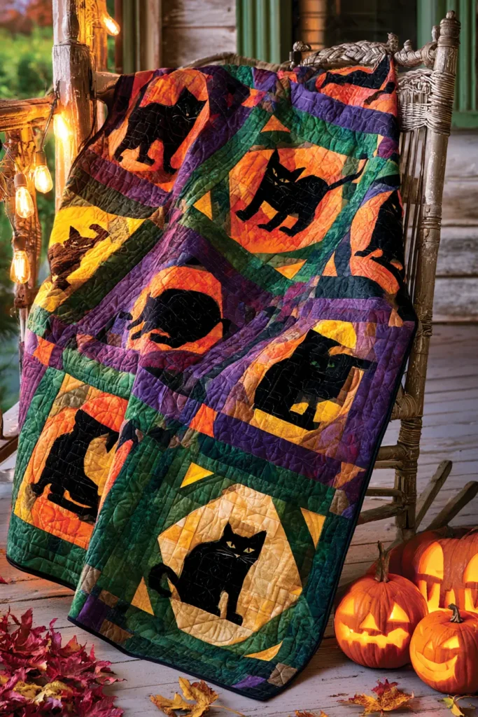 Black Cat Silhouette Quilt Block Designs