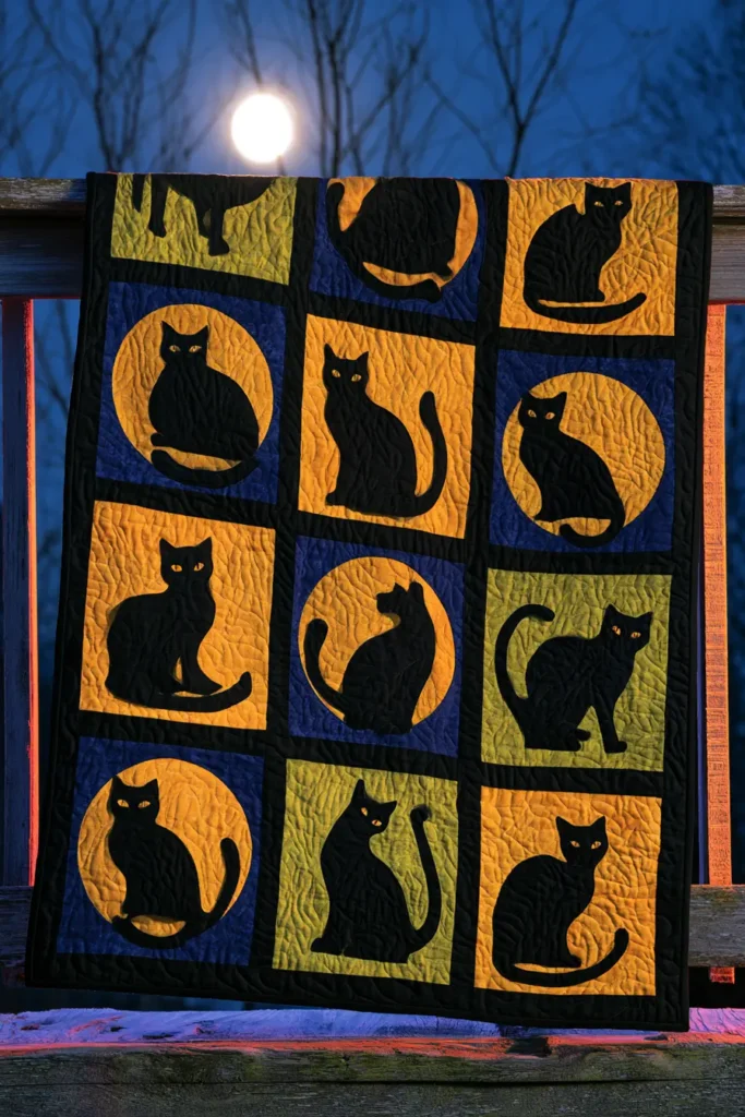 Black Cat Silhouette Quilt Block Designs