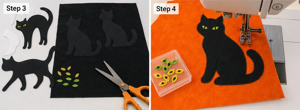 Black Cat Silhouette Quilt Block Designs