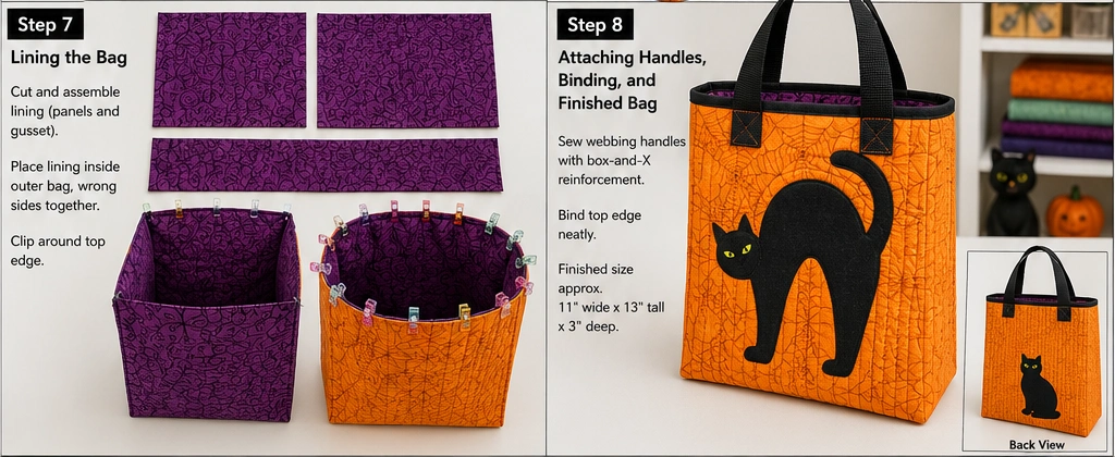 Black Cat Silhouette Quilted Candy Bags