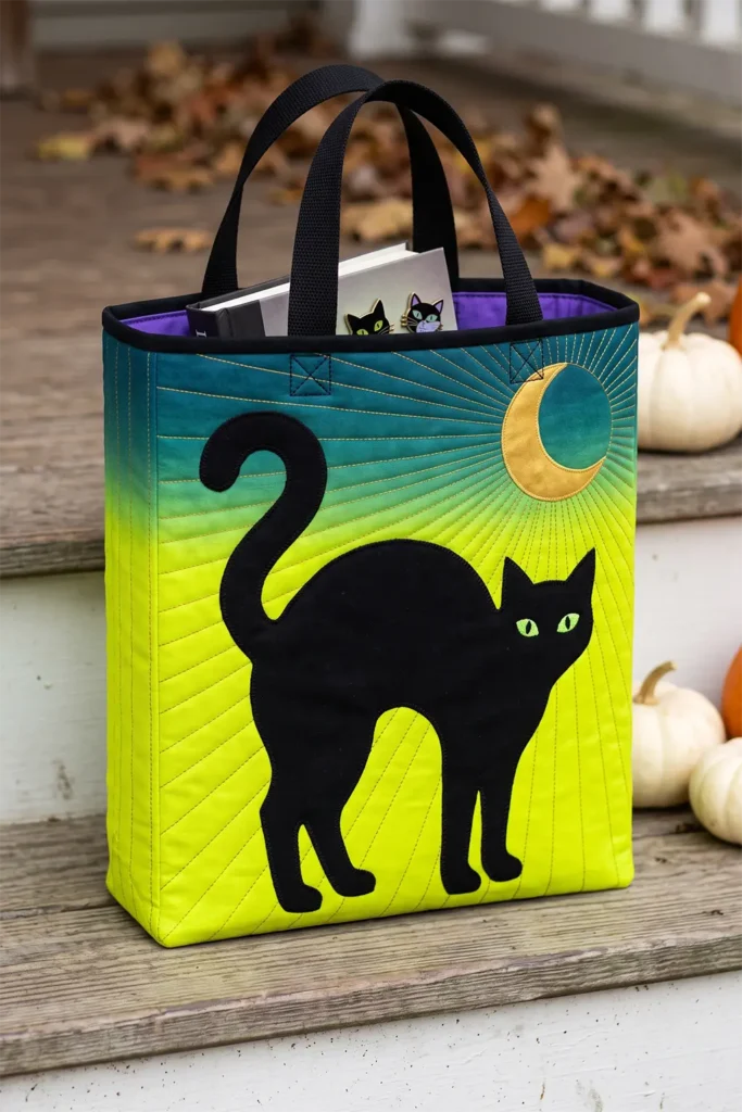Black Cat Silhouette Quilted Candy Bags