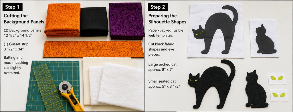 Black Cat Silhouette Quilted Candy Bags