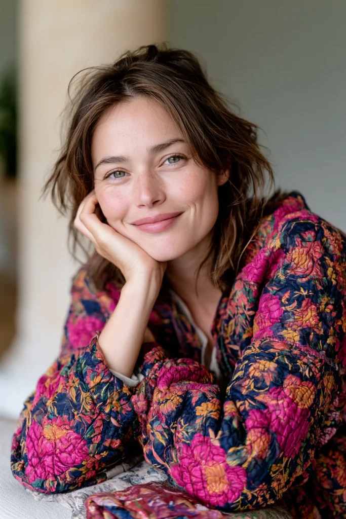 Boho Floral Quilted Jacket for a Pop of Autumn Color