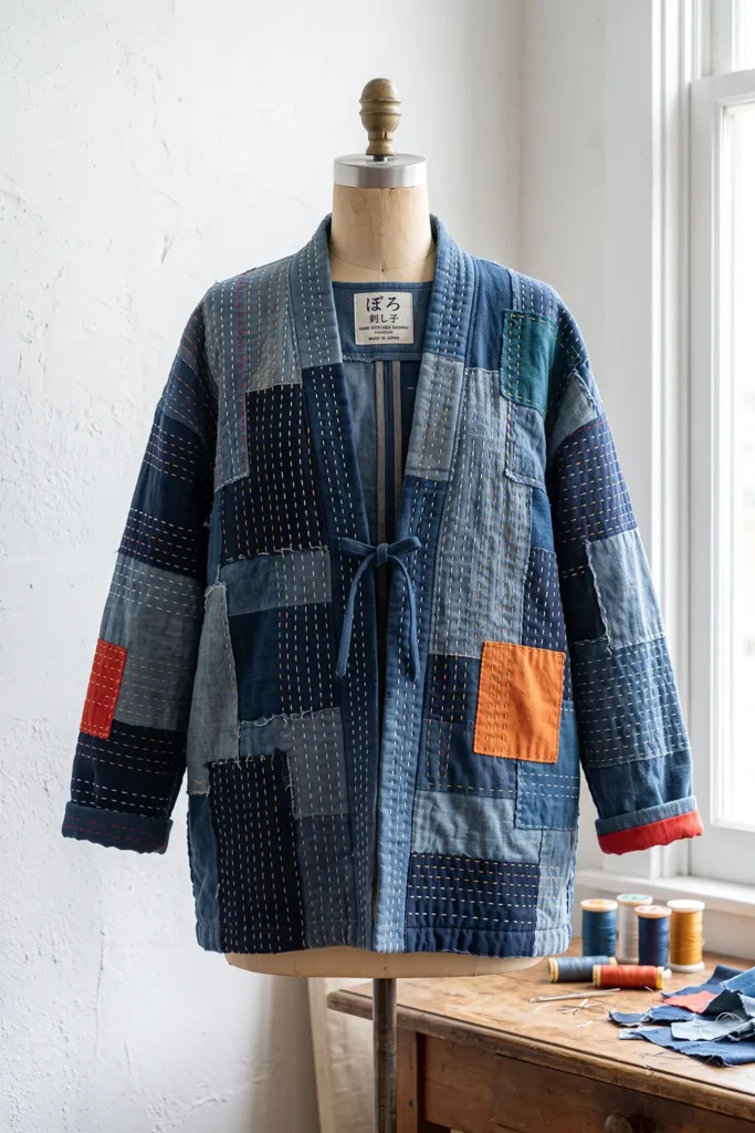 Boro-Inspired Patchwork Sashiko Jacket for Effortless Layering