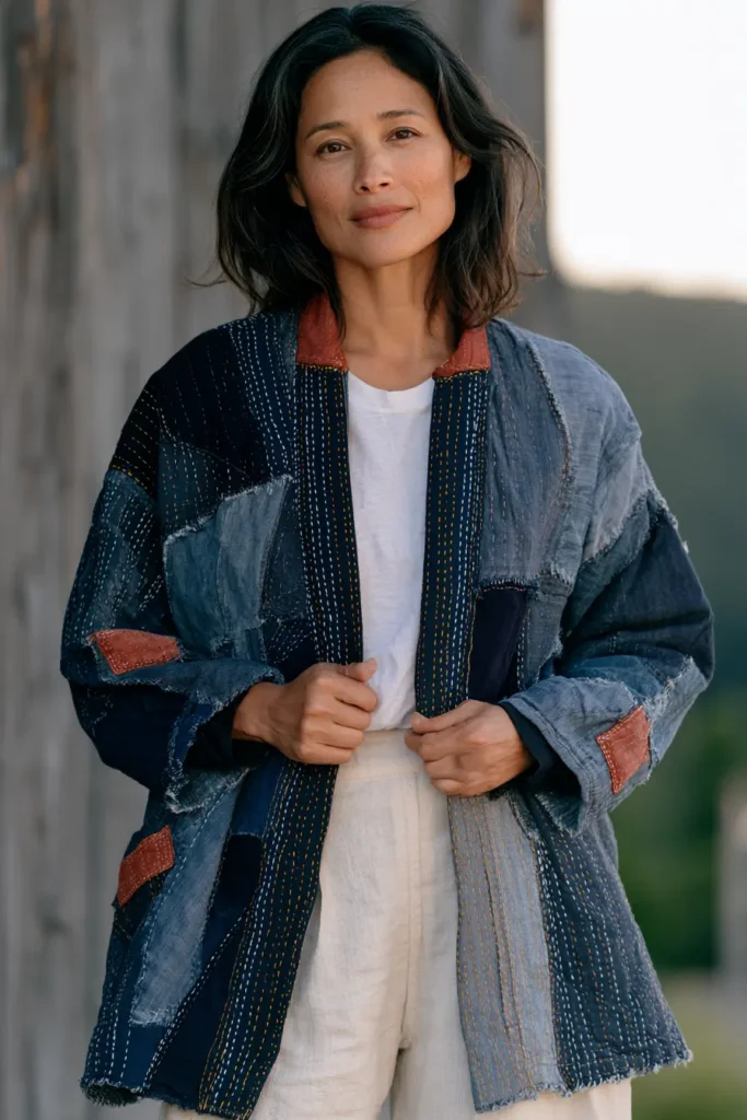 Boro-Inspired Patchwork Sashiko Jacket for Effortless Layering