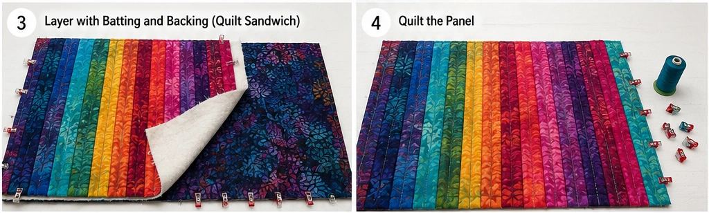 Bright Batik Jelly Roll Quilted Vests with Stand Collars and Patch Pockets