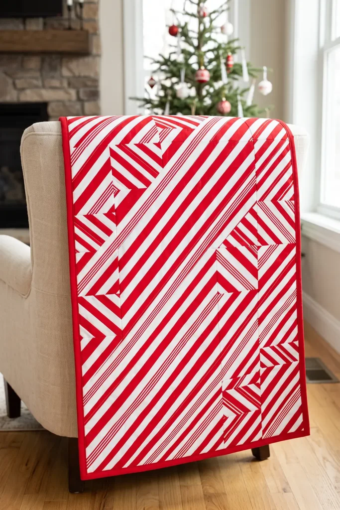 Candy Cane Stripe Jelly Roll Quilt for Cheerful Christmas Charm
