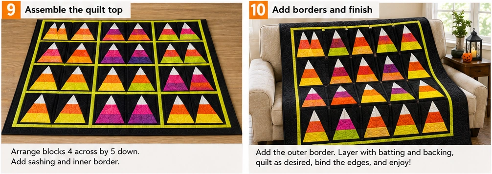 Candy Corn Half-Square Triangle Quilt Patterns