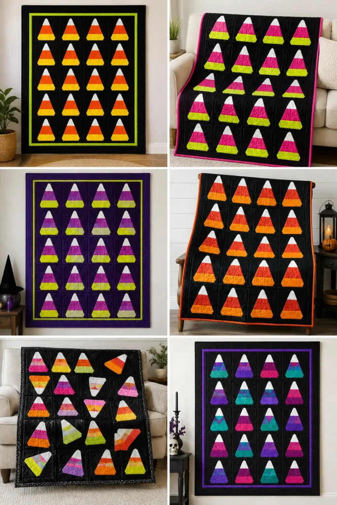 Candy Corn Half-Square Triangle Quilt Patterns