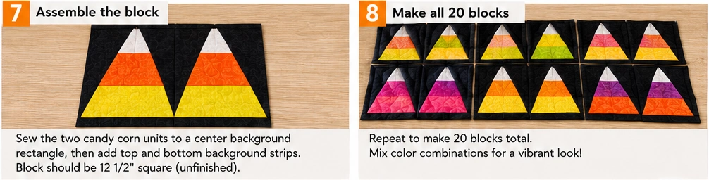 Candy Corn Half-Square Triangle Quilt Patterns