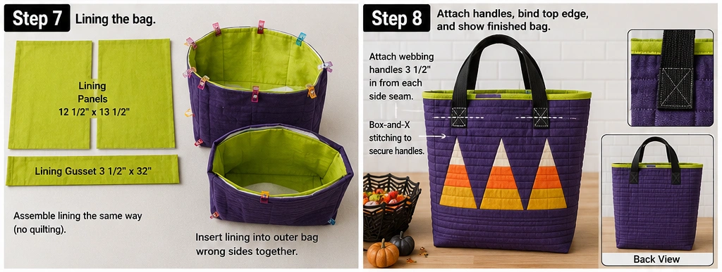 Candy Corn Quilted Treat Bag Patterns