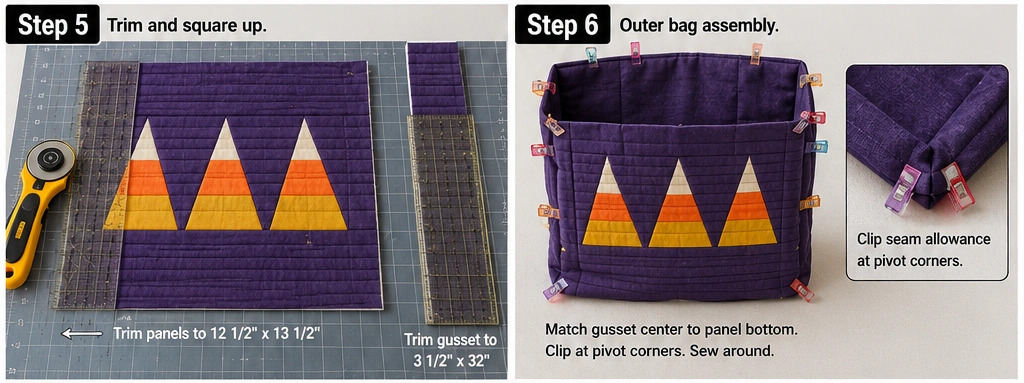 Candy Corn Quilted Treat Bag Patterns