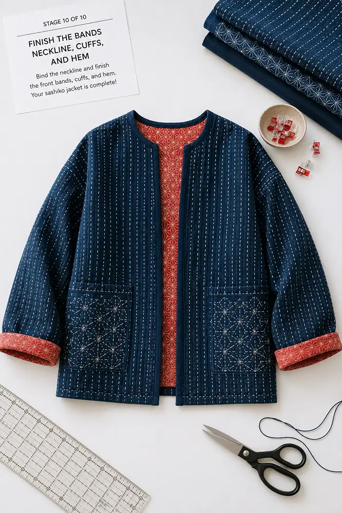 Classic Indigo Sashiko Quilted Jacket for Timeless Style