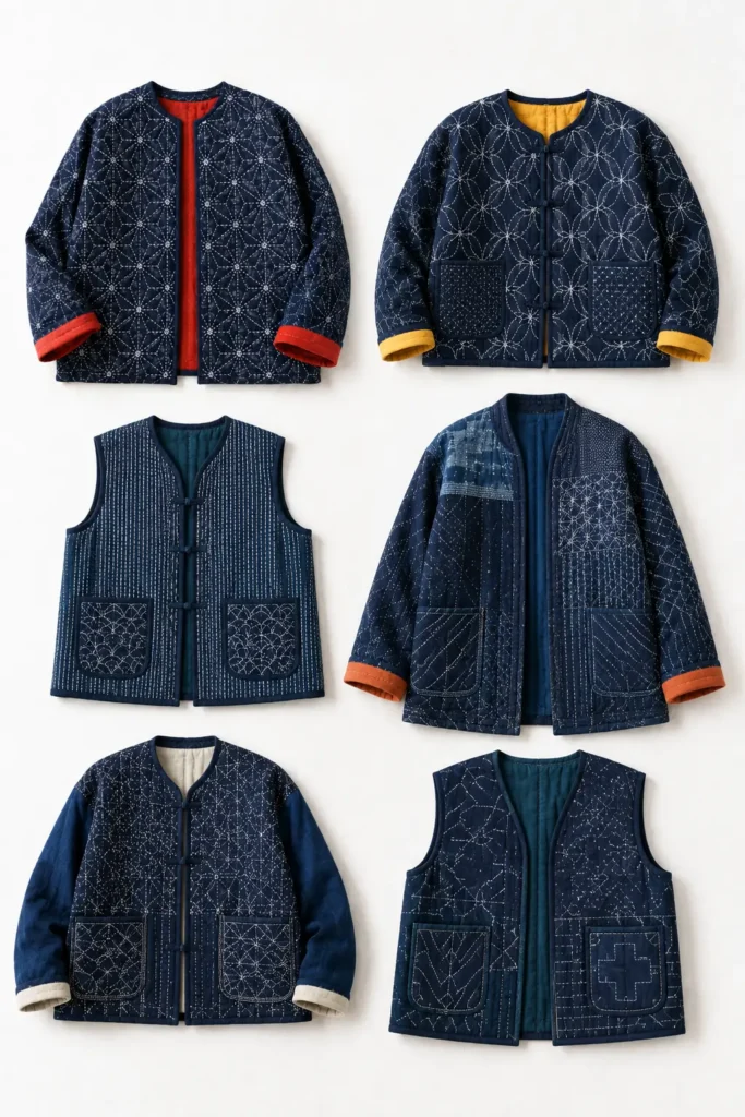 Classic Indigo Sashiko Quilted Jacket for Timeless Style