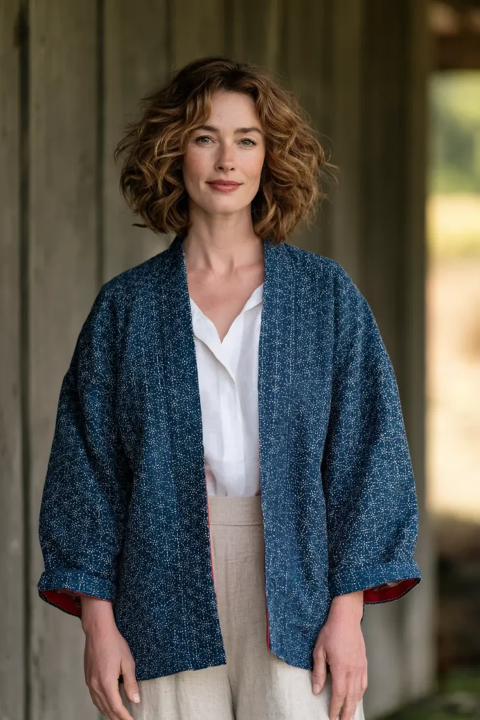 Classic Indigo Sashiko Quilted Jacket for Timeless Style
