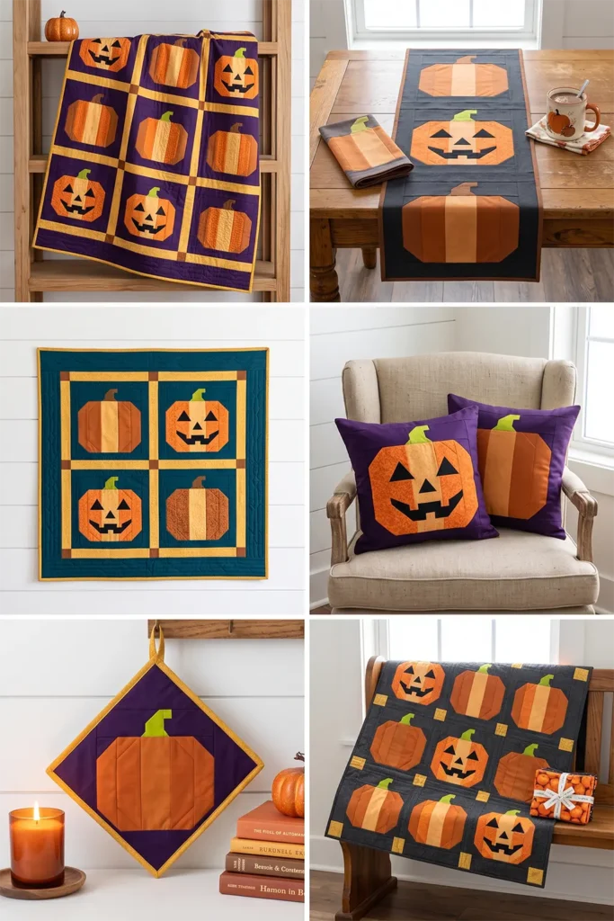 Classic Jack-o-Lantern and Pumpkin Patch Quilt Blocks